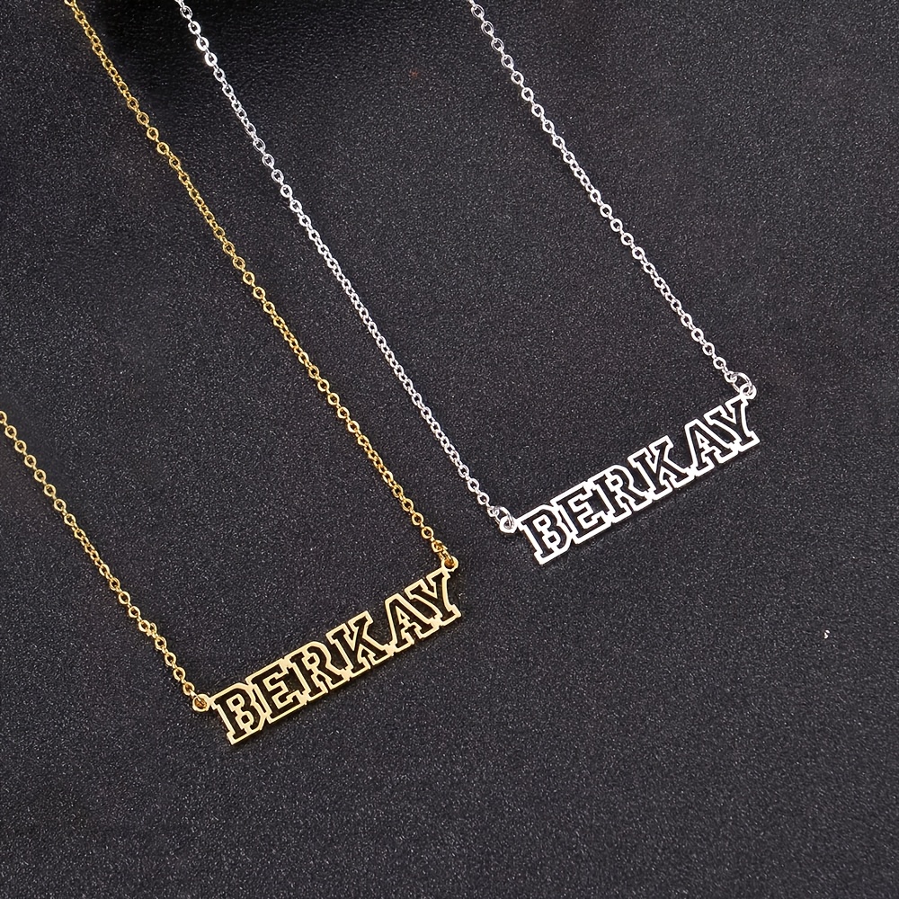 Personalized Minimalist Name Pendant Necklace, 18K Golden Plated